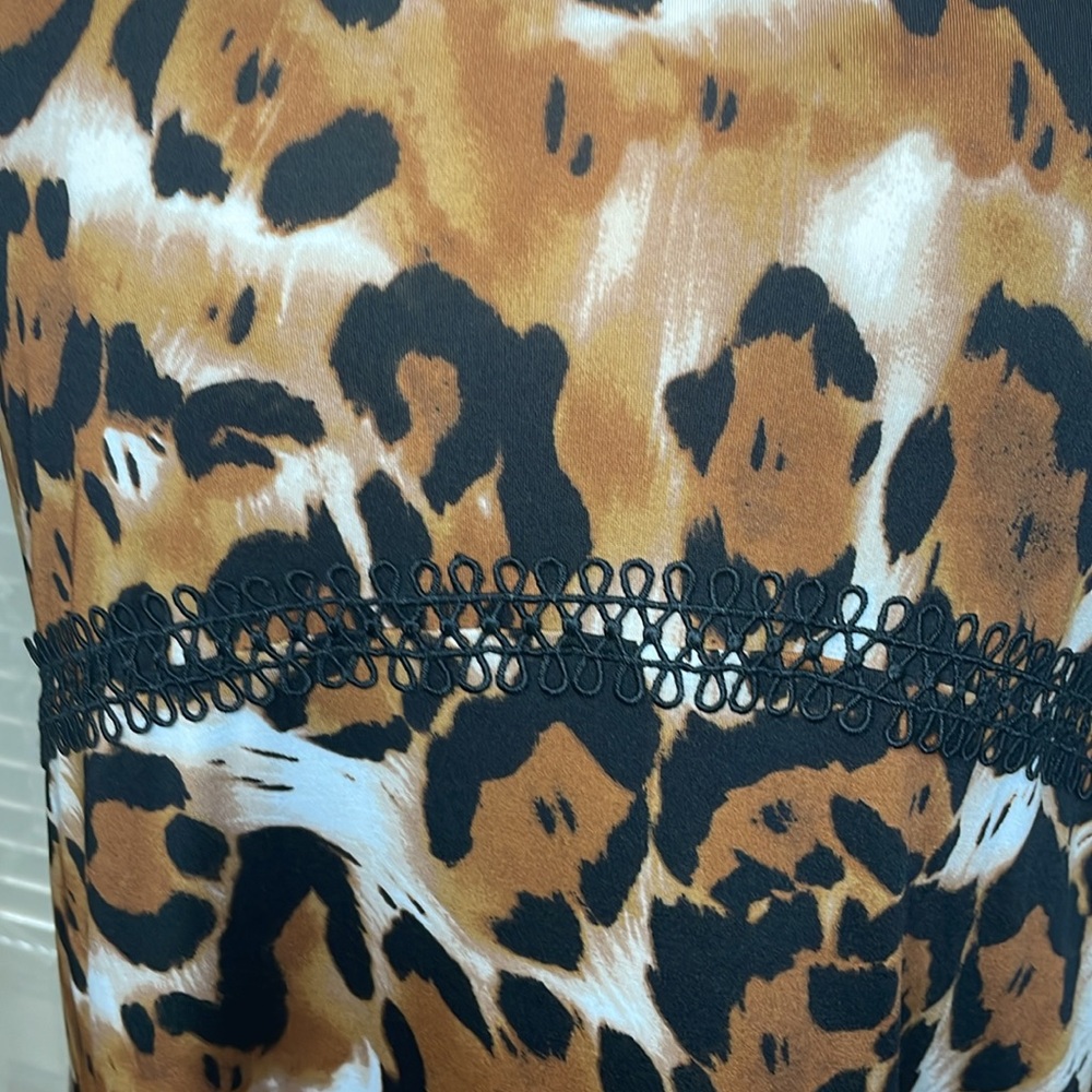 Kate & Mallory Dress Womens 3X Tan Black Sleeveless Animal Print High Low V Neck - Picture 9 of 10